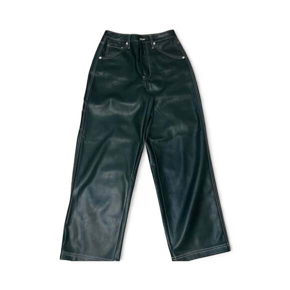 Blank NYC Pants - Green Blank NYC The Baxter Ribcage Straight Leg Vegan Faux Leather Pants